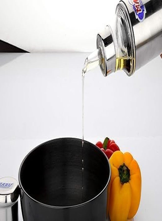 MARU Stainless Steel Oil Bottle For Cooking 350ml, Leakproof Designed Small Oil Container For Easy Storing&Instant Pouring With Easy-Removeable Nozzle From Can, One-Handed Grip For Effortless Cooking - Image 4